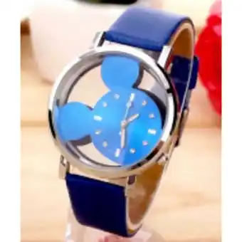 Fandeal Reloj mickey mouse azul para dama correa de cuero oferta