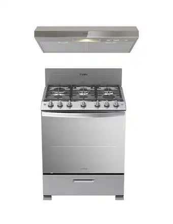 Estufa de piso gas whirlpool 76 cm cwfr34000d-h + campana