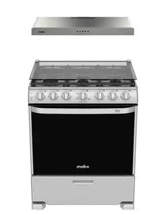 Estufa de piso a gas mabe 76 cm em7660cmpuv761s + campana