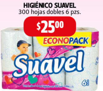 Farmacias Guadalajara Higiénico Suavel 300 Hojas Dobles 6pzs oferta