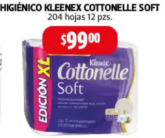 Farmacias Guadalajara Higiénico Kleenex Cottonelle Soft 204 Hojas 12 pzs oferta