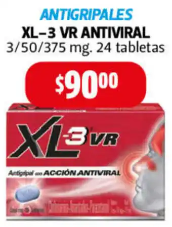Farmacias Guadalajara Antigripales XL-3VR Antiviral 3/50/375mg 24 Tabletas oferta
