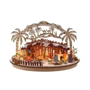 Villa navideña nacimiento 27cm luces bateria madera