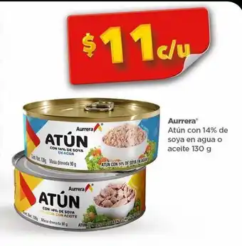 Atún aurrera con 14% de soya en agua o aceite 130g