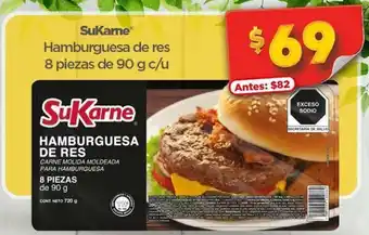 Bodega Aurrerá Hamburguesa de res sukarne 8 piezas oferta