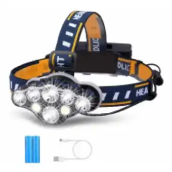 Fandeal Linterna frontal lámpara recargable impermeable 8led 8 modos oferta