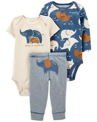 Conjunto de traje de elefante de 3 piezas carter's