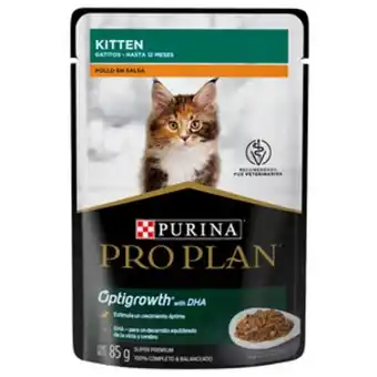 Pro plan alimento húmedo para gatito receta pollo en salsa, 85 g