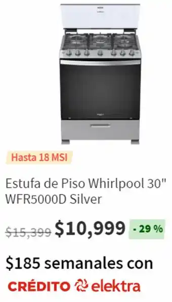 Estufa de Piso Whirlpool 30" WFR5000D Silver