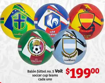 Soriana Híper Balón Fútbol no. 5 Voit Soccer Cup Teams Cada Uno oferta