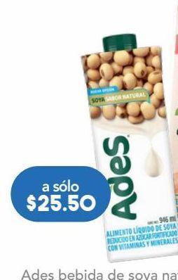 Farmacia San Pablo Ades bebida de soya sin azúcares añadidos sabor natural 946 ml oferta