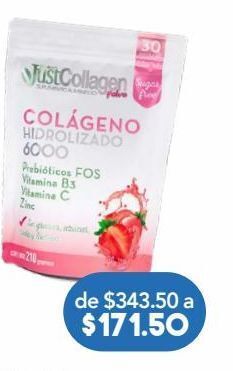 Farmacia San Pablo Just collagen colágeno hidrolizado en polvo sabor fresa 210 g oferta