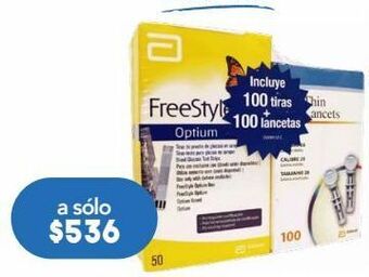 Farmacia San Pablo Freestyle optimun 2 cajas con 50 tiras cada una+100 lancetas 3 piezas oferta