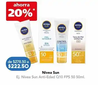 Farmacia San Pablo Nivea sun protector solar facial fps 50 anti-edad q10 para piel normal / seca 50 ml oferta