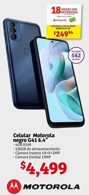 Soriana Híper Celular Motorola Negro G41 6.4" oferta