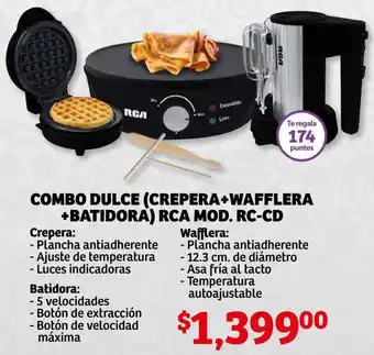 Combo Dulce (Crepera + Wafflera + Batidora) RCA RC-CD
