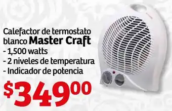 Soriana Híper Master Craft Calefactor de Termostato Blanco 1,500W oferta