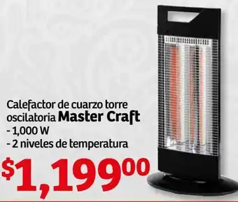 Soriana Híper Master Craft Calefactor de Cuarzo Torre Oscilatoria 1,000W oferta