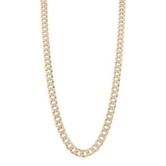 Nacional Monte de Piedad Collar eslabón barbado platinado en oro amarillo 14 kilates. oferta