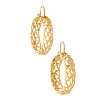 Nacional Monte de Piedad Arracadas caladas en oro amarillo 18 kilates. oferta