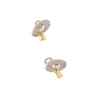 Nacional Monte de Piedad Aretes calados con circonias en oro dos tonos 14 kilates. oferta