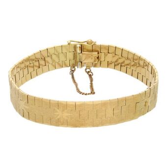 Nacional Monte de Piedad Pulsera eslabón articulado labrado en oro amarillo 18 kilates. oferta