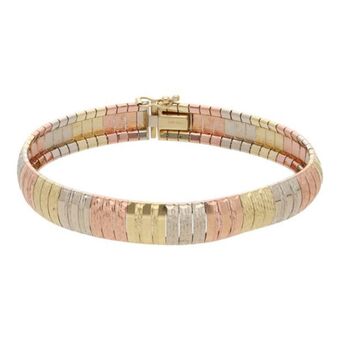 Nacional Monte de Piedad Pulsera eslabón panza de víbora en oro tres tonos 14 kilates. oferta