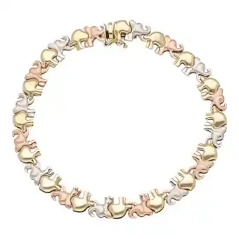 Nacional Monte de Piedad Pulsera eslabón articulado motivo elefantes en oro tres tonos 14 kilates. oferta