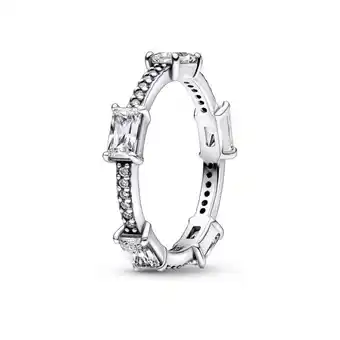 Anillo barras rectangulares en pavé reluciente