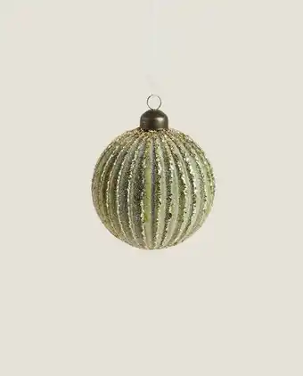 ZARA HOME Bola de navidad esfera líneas purpurina oferta