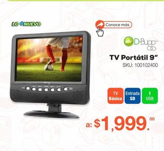 Televisión digital portátil dbugg ns-1002d / 9 pulg. / negro