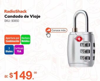 RadioShack Candado de viaje radioshack a44d0117 / plata oferta