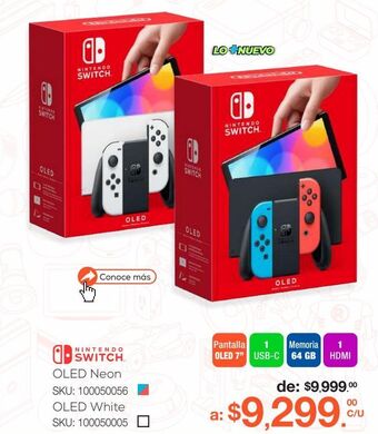 RadioShack Consola nintendo switch oled 64 gb joy-con neon blue and red oferta