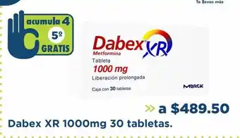 Dabex xr 1000mg 30 tabletas.