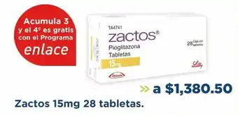 Zactos 15mg 28 tabletas.