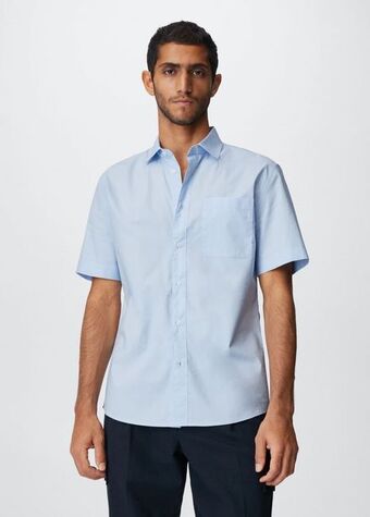 Mango Camisa algodón manga corta oferta