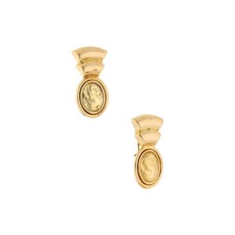Nacional Monte de Piedad Aretes laminados motivo dama en oro amarillo 14 kilates. oferta