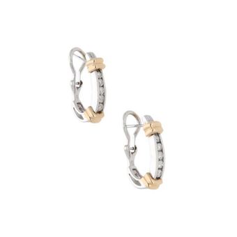 Nacional Monte de Piedad Aretes estilizados con diamantes en oro dos tonos 14 kilates. oferta