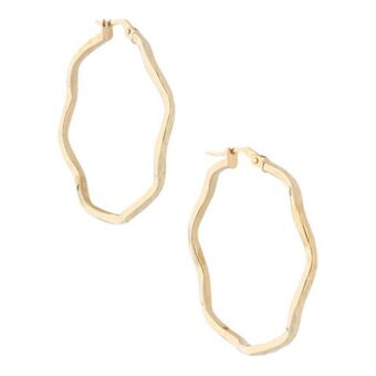 Nacional Monte de Piedad Arracadas huecas onduladas en oro amarillo 14 kilates. oferta