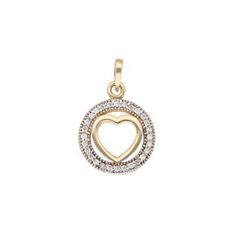 Nacional Monte de Piedad Dije calado motivo corazón con sintéticos en oro amarillo 14 kilates. oferta