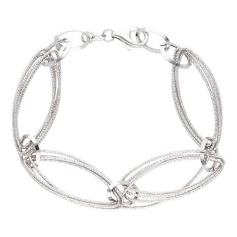 Nacional Monte de Piedad Pulsera eslabón combinado en oro blanco 14 kilates. oferta