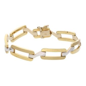 Nacional Monte de Piedad Pulsera eslabón articulado en oro dos tonos 14 kilates. oferta