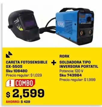 Sodimac Homecenter Careta fotosensible gx-550s + soldadora rork oferta