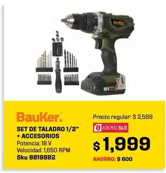 Sodimac Homecenter Set de taladro 1/2" + accesorios oferta