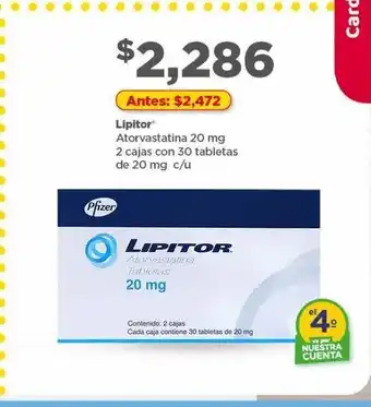 Bodega Aurrerá Lipitor 20mg 30 tabletas oferta