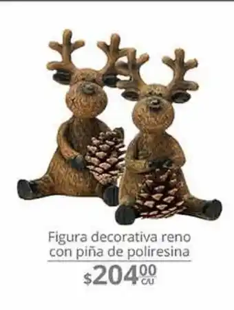 Figura decorativa reno con piña de poliresina