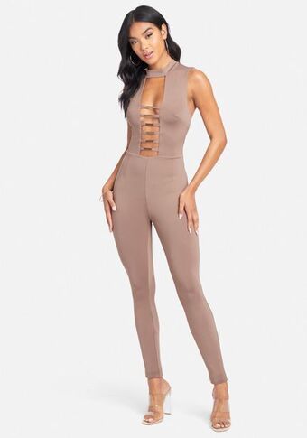 Bebe Gold bar detail jumpsuit oferta
