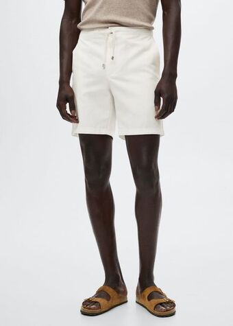 Mango Bermuda algodón lino cordón oferta