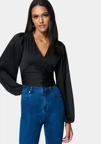 Deep v front button top