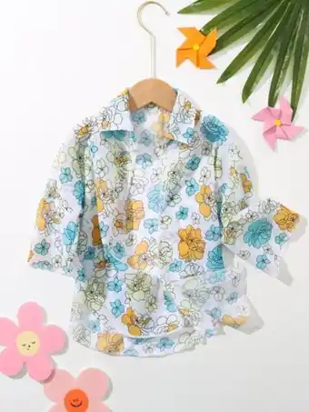 SHEIN Niñitas kimono floral al azar bajo curvo oferta